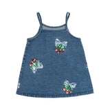 Konges Slojd - Sukienka jeansowa Magot z cekinowymi kokardami, amarena sequin