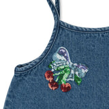 Konges Slojd - Sukienka jeansowa Magot z cekinowymi kokardami, amarena sequin