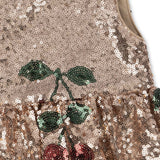 Konges Slojd - Sukienka cekinowa z bawełnianą podszewką Starla, ma grande cerise