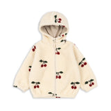 Konges Slojd - Ciepła kurtka teddy z kapturem i miękką podszewką Jody, ma grande cerise