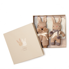 ThreadBear - Zestaw z bawełny organicznej - grzechotka i kocyk przytulanka w ozdobnym pudełku