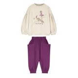 Zestaw Maison Mangostan - Bluza z organicznej bawełny Ballerina + Spodnie Cargo Purple z bawełny