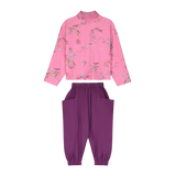 Zestaw Maison Mangostan – Miękka bluzka z golfem Ballerina Turtle Pink + Spodnie Cargo Purple z bawełny