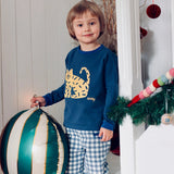 Kid Story - Bawełniane spodnie, puppy navy check