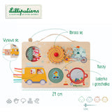Lilliputiens - Drewniana tablica manipulacyjna walizka Pojazdy 12 m+