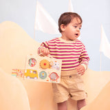 Lilliputiens - Drewniana tablica manipulacyjna walizka Pojazdy 12 m+