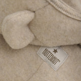 HUTTEliHUT - Kombinezon niemowlęcy z uszkami, wełna merino, Camel Melange
