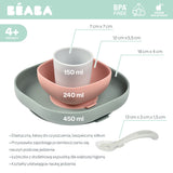 Beaba - Komplet naczyń z silikonu z przyssawką, eucalyptus