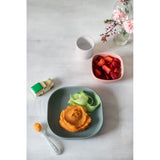 Beaba - Komplet naczyń z silikonu z przyssawką, eucalyptus