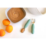 Beaba - Zestaw pierwszych sztućców ze stali nierdzewnej, Sage green