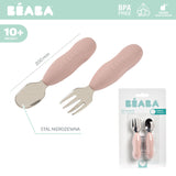 Beaba - Zestaw pierwszych sztućców ze stali nierdzewnej, Cotton candy