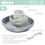 Beaba - Komplet naczyń z silikonu z przyssawką, pebble