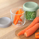 Beaba - Zestaw dwóch szklanych słoiczków z zamknięciem, Sage green/Gazelle