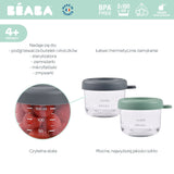 Beaba - Zestaw dwóch szklanych słoiczków z zamknięciem, Mineral/Sage green