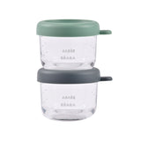 Beaba - Zestaw dwóch szklanych słoiczków z zamknięciem, Mineral/Sage green