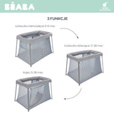 Beaba - Łóżeczko turystyczne 3w1 Eazy sleep, Heather grey / Pebble