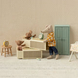 Maileg - Myszka w pudełku, Slepy wakey baby mouse Rose