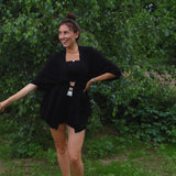 Casa Manta - Góra od kimono Ginkgo, black