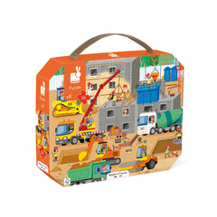 Janod - Puzzle w walizce Plac budowy 36 elementów 4+