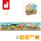 Janod - Puzzle panoramiczne w walizce Dinozaury 100 elementów 6+