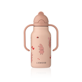 Liewood - Butelka / bidon stalowy ze słomką z dwoma uchwytami Kimmie 250 ml, wild child / rosey