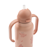 Liewood - Butelka / bidon stalowy ze słomką z dwoma uchwytami Kimmie 250 ml, wild child / rosey