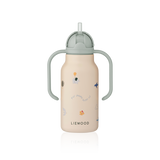 Liewood - Butelka / bidon stalowy ze słomką z dwoma uchwytami Kimmie 250 ml, flying / sandy