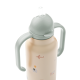 Liewood - Butelka / bidon stalowy ze słomką z dwoma uchwytami Kimmie 250 ml, flying / sandy