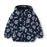 Liewood - Ponadczasowa kurtka puchowa z kapturem Adelina, letters / classic navy