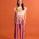 Maison Mangostan - Dziecięce spodnie w paski Tropic, pink