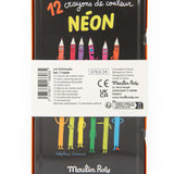 Moulin Roty - Zestaw 12 kredek neonowych LES SCHMOUKS