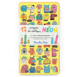 Moulin Roty - Zestaw 12 kredek neonowych LES SCHMOUKS