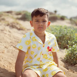 Kid Story - Letni komplet dziecięcy z koszulą i spodenkami, lime paradise