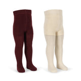 Konges Slojd - Bawełniane i elastyczne rajstopy dziecięce 2-pak, bordeaux / off white