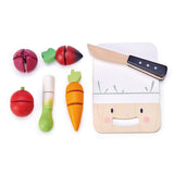 Tender Leaf Toys - Drewniana deska z warzywami do krojenia, Mini Chef