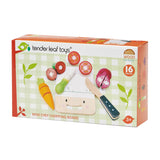 Tender Leaf Toys - Drewniana deska z warzywami do krojenia, Mini Chef