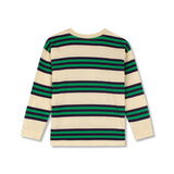 Wynken - Triple Stripe Long Sleeve Tee Organic Cotton Navy / Green With Pale Lemon