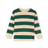 Wynken - Triple Stripe Long Sleeve Tee Organic Cotton Navy / Green With Pale Lemon