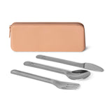 Citron - Sztućce stalowo-silikonowe z etui na zamek, Blush pink