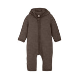 HUTTEliHUT - Kombinezon niemowlęcy z uszkami, wełna merino, Brown Melange