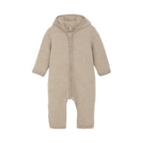 HUTTEliHUT - Kombinezon niemowlęcy z uszkami, wełna merino, Camel Melange