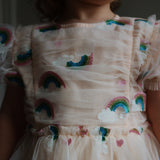 Konges Slojd - Sukienka tiulowa z bufkami Tullie, rainbow glitter