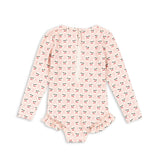 Konges Slojd - Kostium kąpielowy z długimi rękawami Marle Cherry Pink Motif