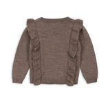 Konges Slojd – Kardigan z falbankami z miękkiej wełny merino Fiol