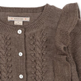 Konges Slojd – Kardigan z falbankami z miękkiej wełny merino Fiol