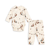 Konges Slojd - Bawełniany zestaw niemowlęcy: body kopertowe i legginsy, Luna