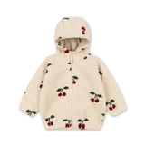 Konges Slojd - Ciepła kurtka teddy z kapturem i miękką podszewką Jody, ma grande cerise