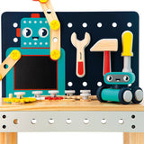 Janod - Duży stolik warsztat drewniany magnetyczny Robot Brico ‘Kids 3+