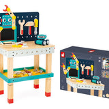Janod - Duży stolik warsztat drewniany magnetyczny Robot Brico ‘Kids 3+
