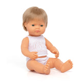 Miniland - Lalka chłopiec Europejczyk, Ciemny blond, 38cm